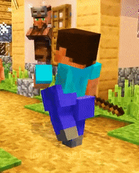 a man in a blue shirt is standing in a minecraft game