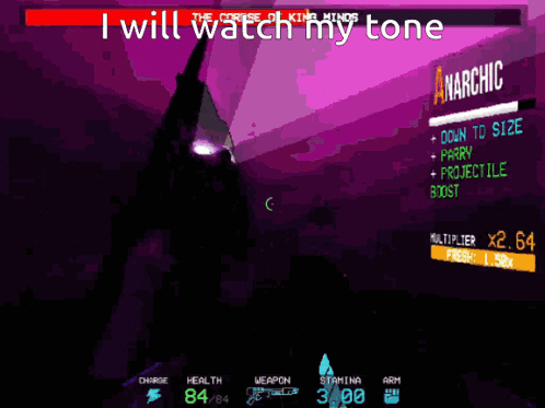 a screenshot of a video game with the words i will watch my tone