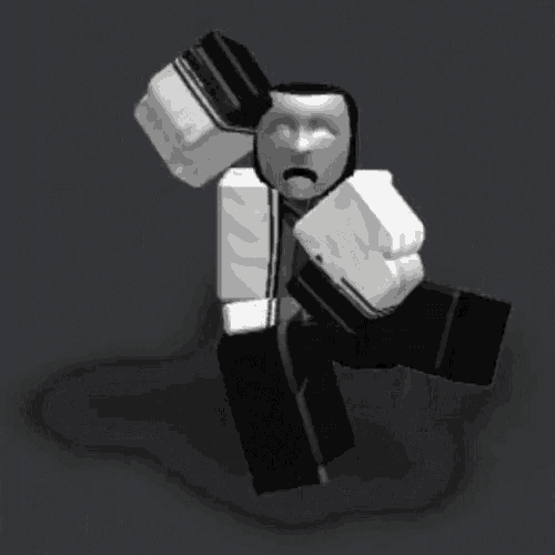 a black and white cartoon character with a mask on his face