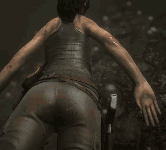 a woman 's butt is shown in a video game scene