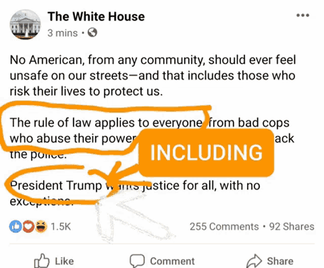 a facebook post from the white house includes a drawing of president trump
