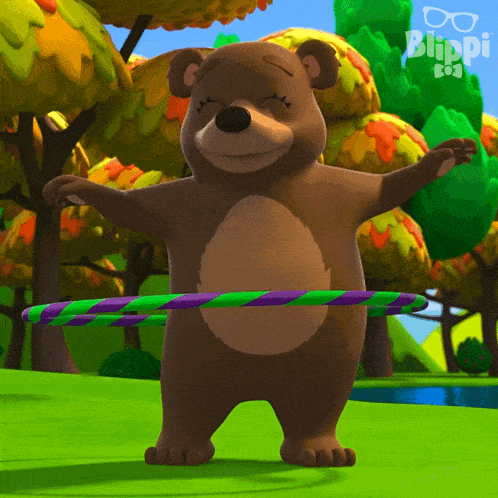 Playing With Hula Hoop Bella The Bear GIF - Playing With Hula Hoop Bella The Bear Blippi Wonders Educational Cartoons For Kids GIFs
