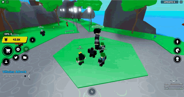 a screenshot of a video game with a yellow update 6 notification