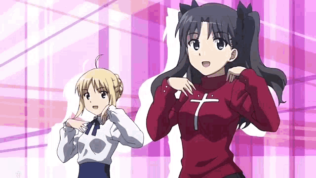 a girl in a red sweater with a cross on it