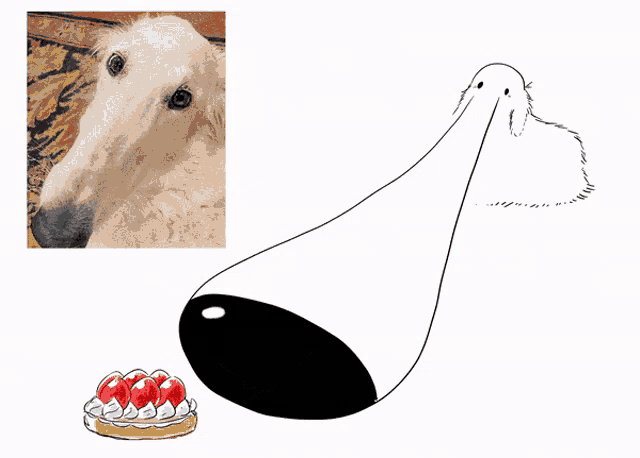 a drawing of a dog next to a picture of a horse