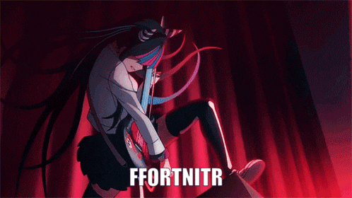 a cartoon of a girl playing a guitar with the word fortnite written below her