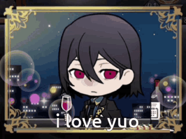 a picture of a cartoon character with the words i love yuo on it