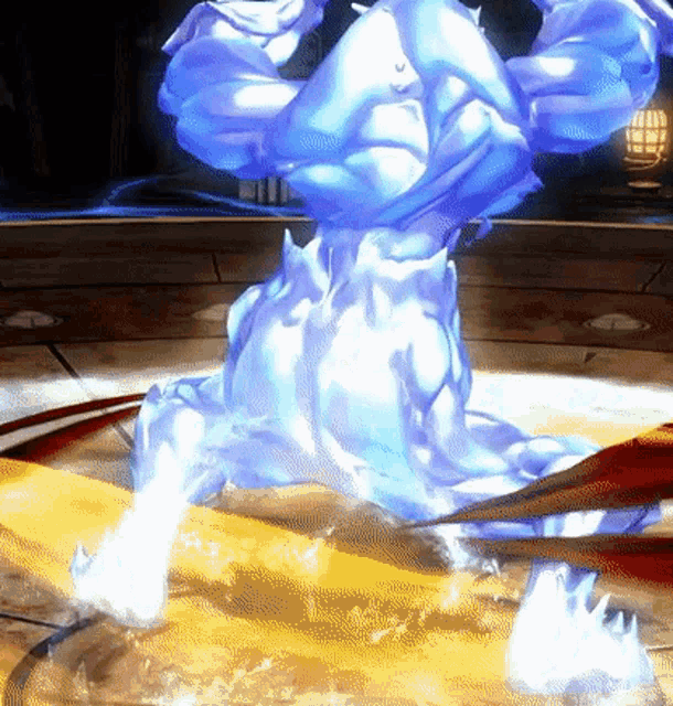 a video game character is being attacked by a monster