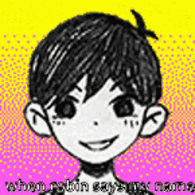 a black and white drawing of a boy 's face with the words `` when robin says my name '' written below it .
