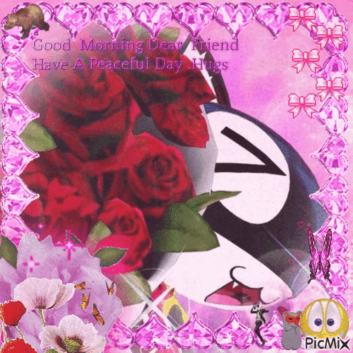 a good morning dear friend have a peaceful day hugs card