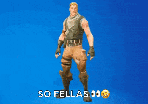 a man in a military uniform is standing in front of a blue background with the words `` so fellas '' written on it .