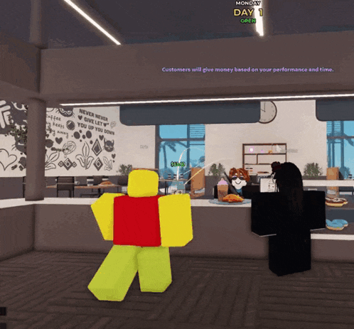 a screenshot of a game that says monday day 1 on it