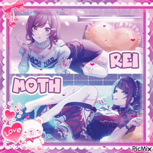a picture of a girl with the name rei and moth