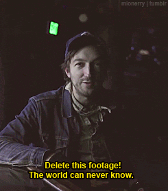 a man in a blue hat says delete this footage the world can never know