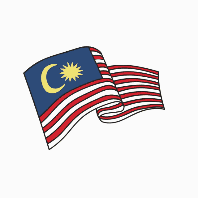 a cartoon drawing of the malaysian flag
