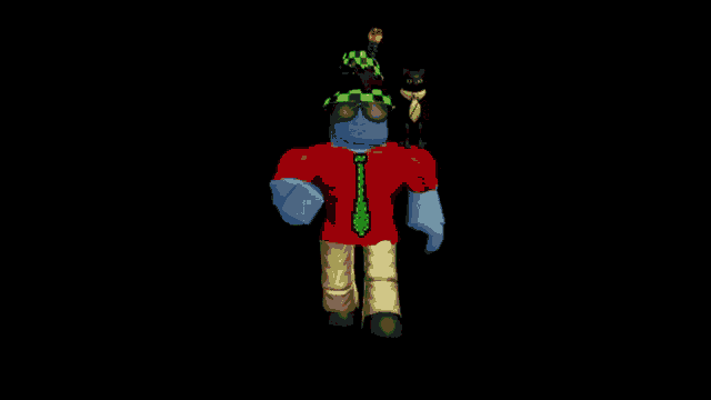 a roblox character wearing a red shirt and tie