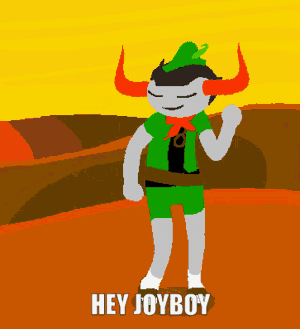 a cartoon character says hey joyboy on the bottom