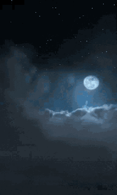 a full moon shines brightly in the night sky