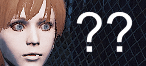 a woman with a surprised look on her face is next to a grid and a question mark