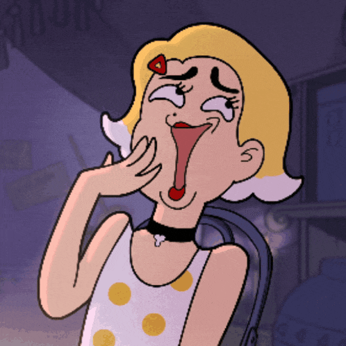 a cartoon drawing of a girl with a choker on