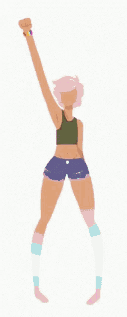 a cartoon illustration of a woman with her fist in the air .
