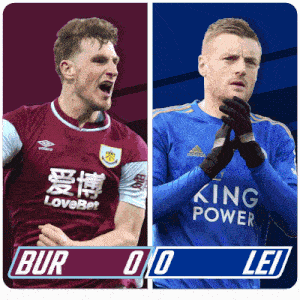 two soccer players one wearing a lovebet shirt and one wearing a king power shirt