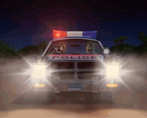 a police car with a license plate that says 425