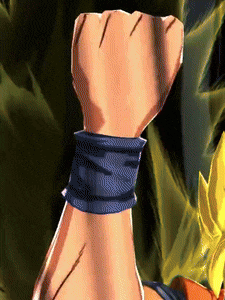 a close up of a person 's fist with a blue wristband around it .