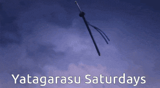 yatagarasu saturdays is written on a blue background
