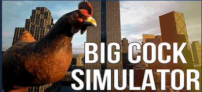 a picture of a chicken with the words big cock simulator
