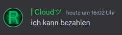 a green circle with the letter r in it and the words cloudy heute um 16:02 uhr ich kann bezahlen