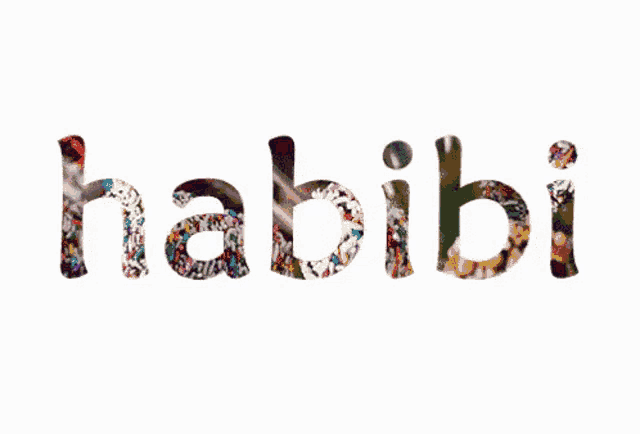 the word habibi is displayed with a floral pattern