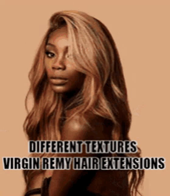 a woman with long hair is wearing different textures virgin remy hair extensions .
