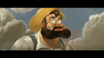 a cartoon of a man with a beard wearing a cowboy hat and suspenders .