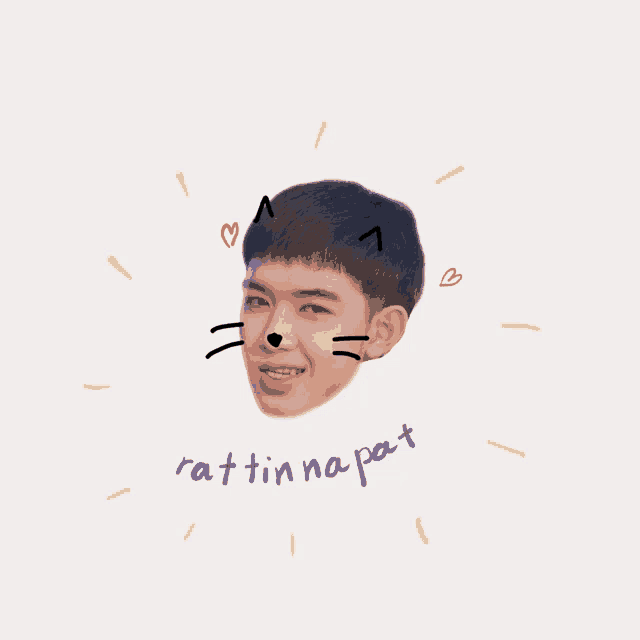 a drawing of a boy with cat ears and the words " rat tin na pat " below him