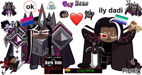 a couple of cartoon characters standing next to each other with the words gay pride on the bottom right