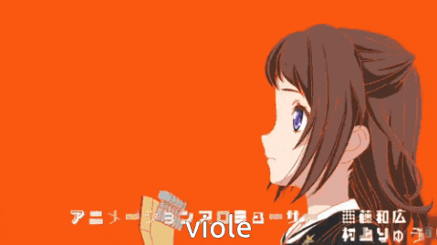 a picture of a girl with the word viole in the lower right corner