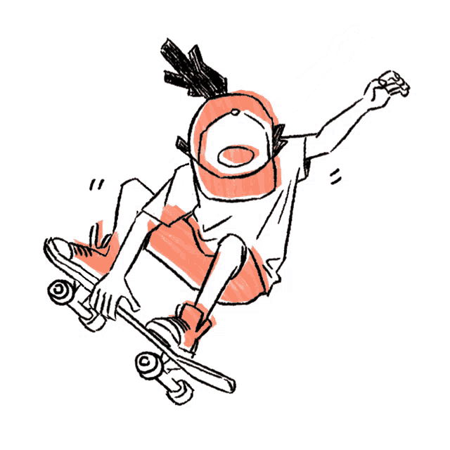 a drawing of a person on a skateboard