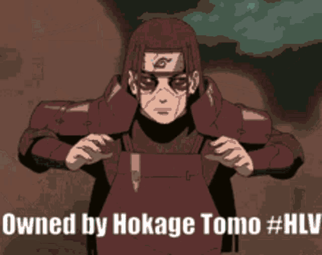 a cartoon of a man with the words owned by hokage tomo #hlv on the bottom