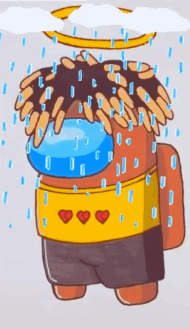 among us character with hearts on his shirt