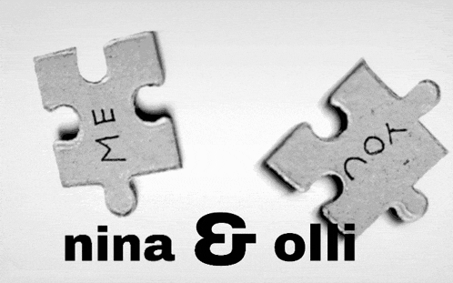 two puzzle pieces that say me and you on them