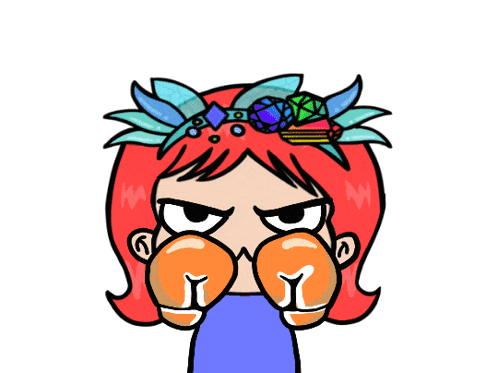 a cartoon character with a boxing glove on their head
