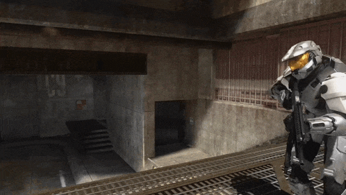 a video game character is standing in a room with a sign that says c9 on it