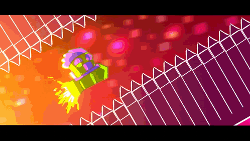 a pixel art drawing of a fence and a green object