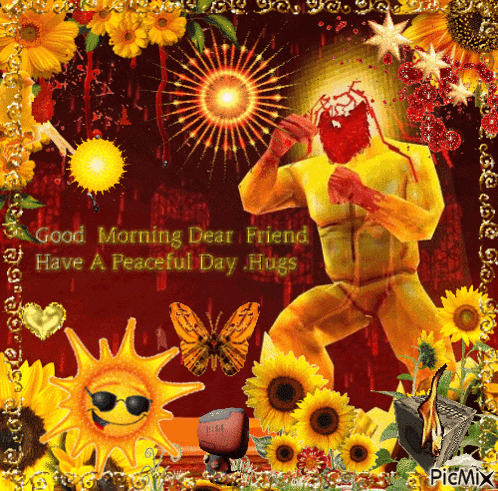 a good morning dear friend have a peaceful day hugs card