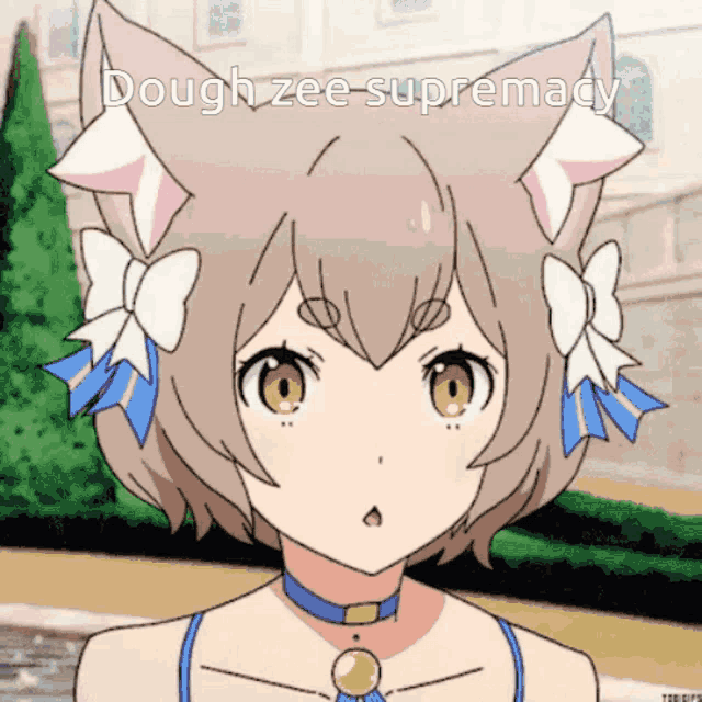 a picture of a cat girl with the words dough zee supremacy