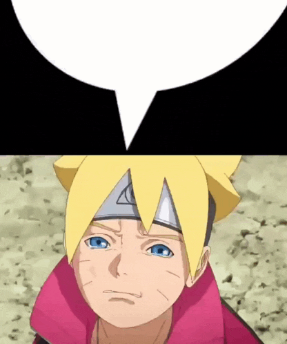 a cartoon character with a white speech bubble above him