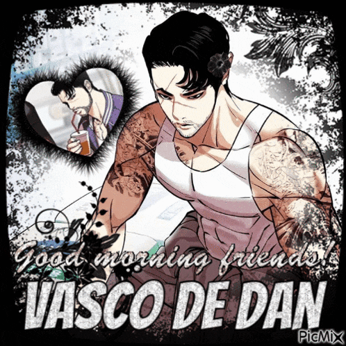 a picture of a tattooed man with the name vasco de dan