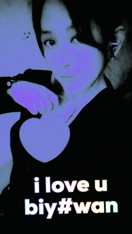 a picture of a woman with the words " i love u biy # wan " on the bottom