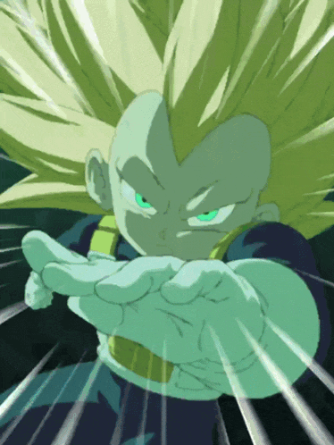 a drawing of a person with green eyes and a white glove